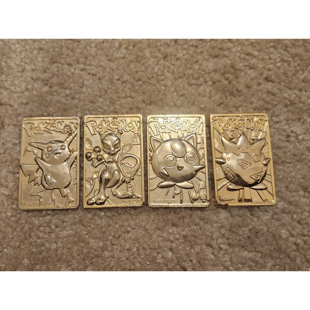1999 Burger King 23K gold plated Pokémon Cards Pikachu Mewtwo Jigglypuff Togepi